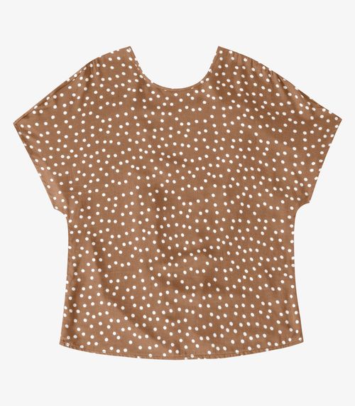 Blusa Feminina Viscose Acetinada Estampada Endless Marrom