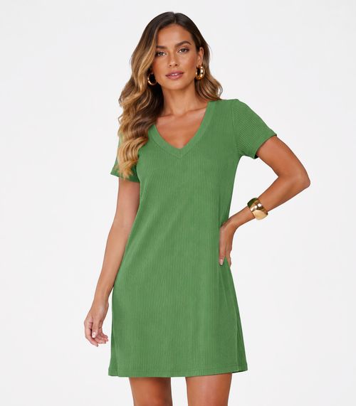 Vestido Curto Feminino Com Decote V Endless Verde